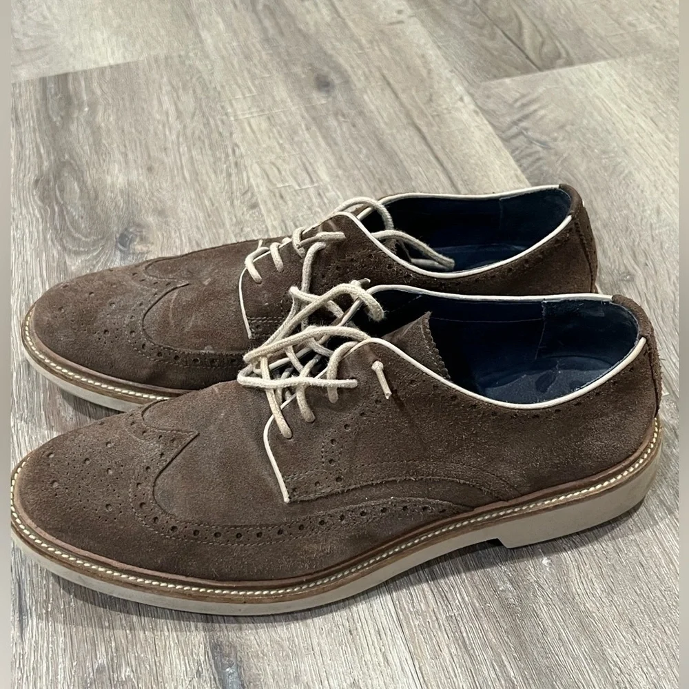 Cole Haan Size 10 Brown Suede Leather Wingtip Nubuck Oxford Barely Used Shoe